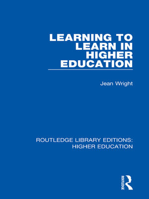 cover image of Learning to Learn in Higher Education